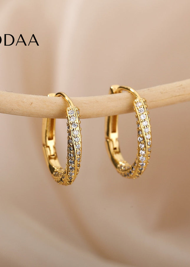 Celeste Earrings | Gold Silver Zirconia Cute Hoop Earrings - Earrings