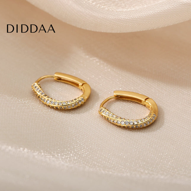 Celeste Earrings | Gold Silver Zirconia Cute Hoop Earrings - Earrings