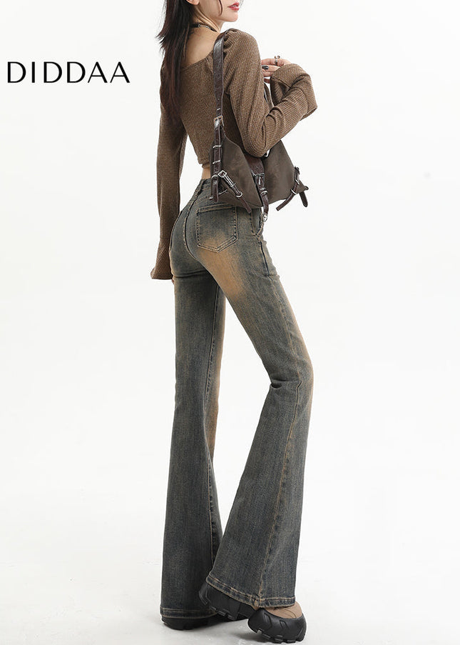 Cement Gray High-Waisted Bootcut Jeans for Women - Women’s Jeans