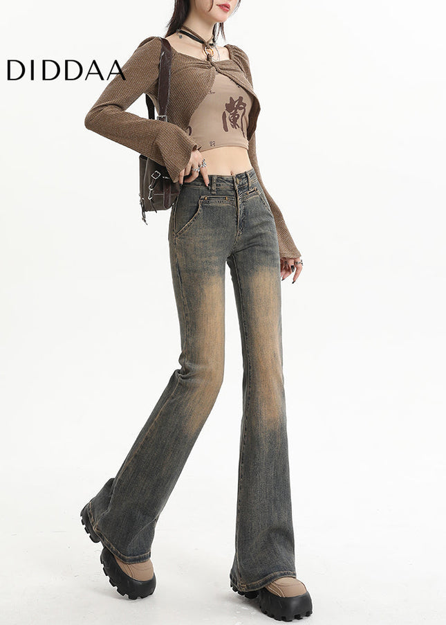 Cement Gray High-Waisted Bootcut Jeans for Women - Women’s Jeans