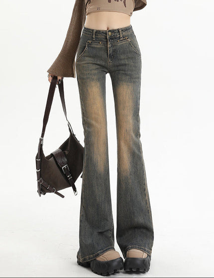 Cement Gray High-Waisted Bootcut Jeans for Women - Women’s Jeans