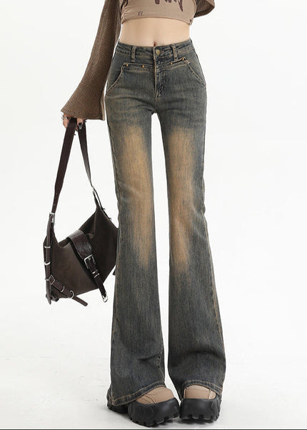 Cement Gray High-Waisted Bootcut Jeans for Women - Women’s Jeans