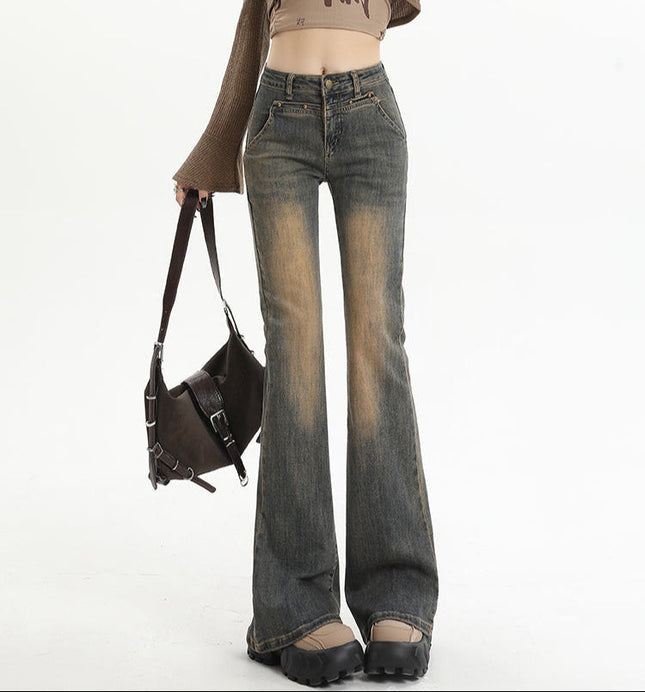 Cement Gray High-Waisted Bootcut Jeans for Women - Women’s Jeans