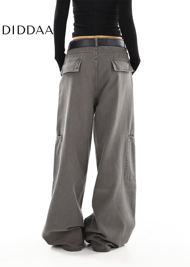 Cement Gray High-Waisted Cargo Jeans for Women - Women’s Jeans