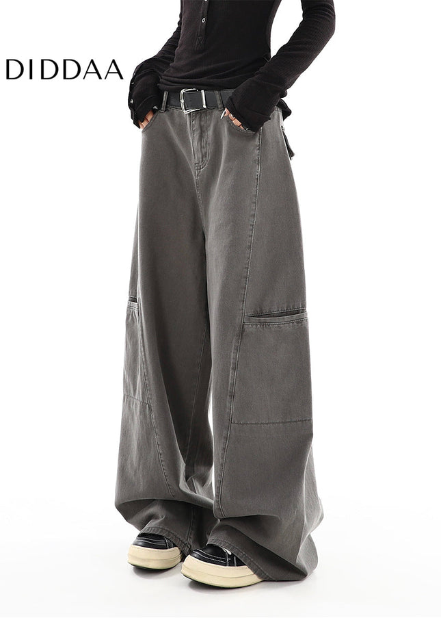 Cement Gray High-Waisted Cargo Jeans for Women - Women’s Jeans