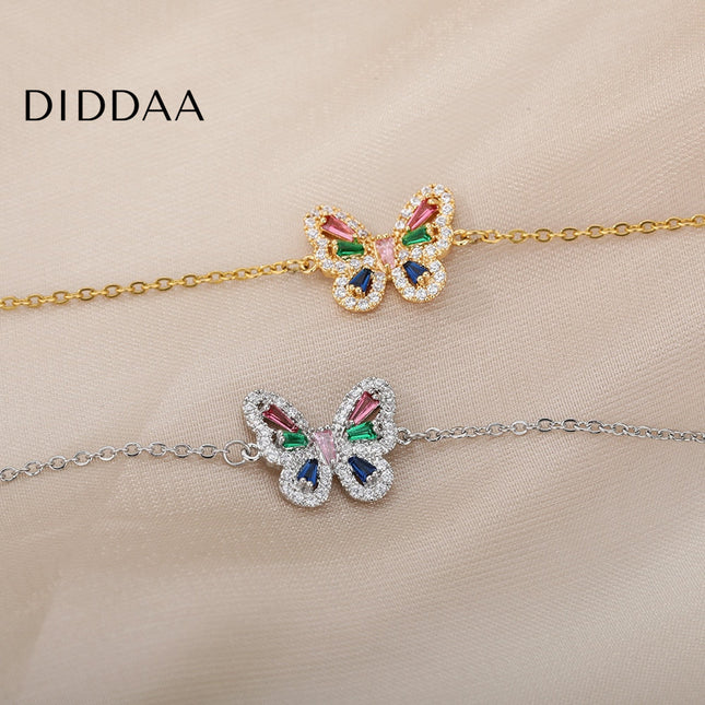 Chachan Bracelet | Gold Zirconia Butterfly Animal Colorful Bracelet - Silver - Bracelets