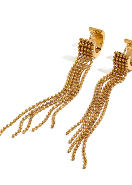 Jieding European and American stainless steel tassel earrings, high-end earrings, light luxury earrings, titanium steel earrings, cross-border earrings