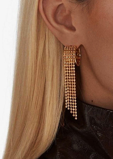 Jieding European and American stainless steel tassel earrings, high-end earrings, light luxury earrings, titanium steel earrings, cross-border earrings