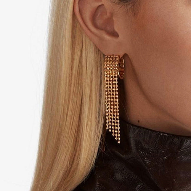 Jieding European and American stainless steel tassel earrings, high-end earrings, light luxury earrings, titanium steel earrings, cross-border earrings