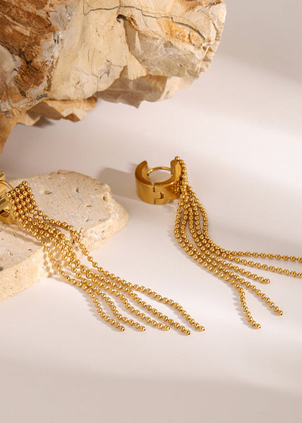 Jieding European and American stainless steel tassel earrings, high-end earrings, light luxury earrings, titanium steel earrings, cross-border earrings