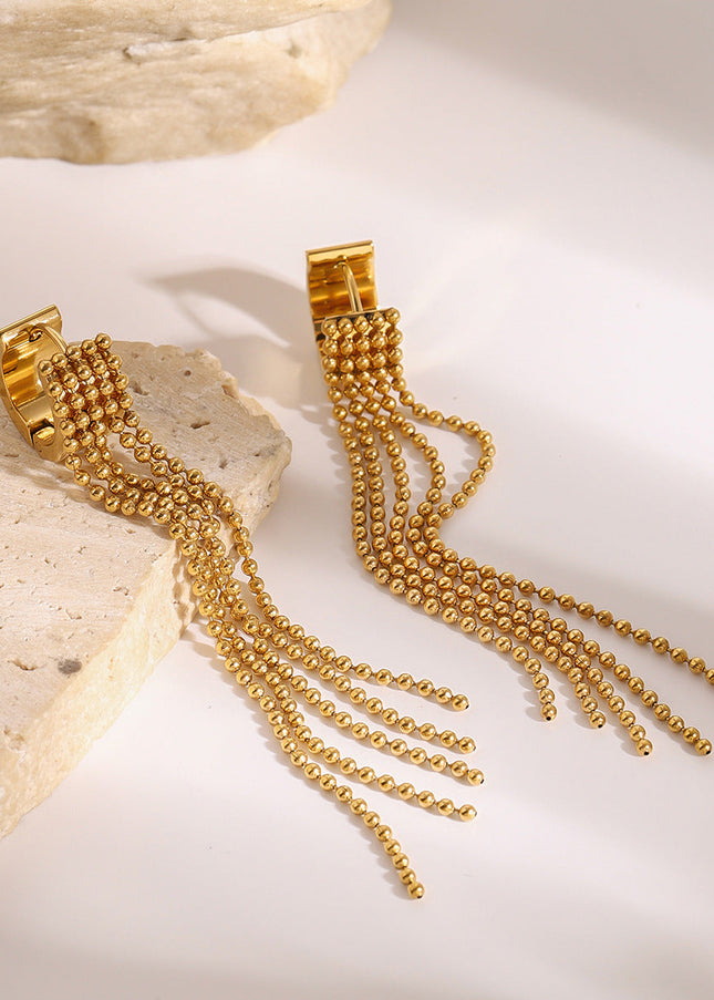 Jieding European and American stainless steel tassel earrings, high-end earrings, light luxury earrings, titanium steel earrings, cross-border earrings