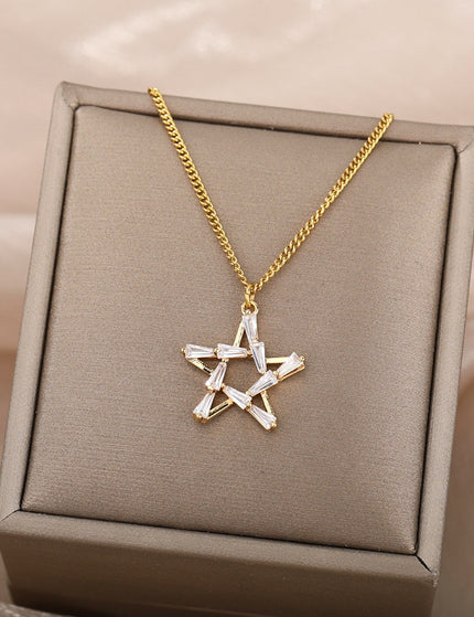 Chapelle Pendant Necklace | Gold Silver Zirconia Satanic Star Chain - Gold - Necklaces