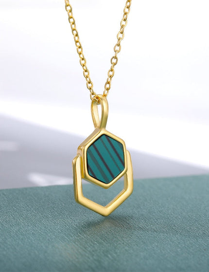 Charm Pendant Necklace | Gold Green Chain - Gold - Necklaces
