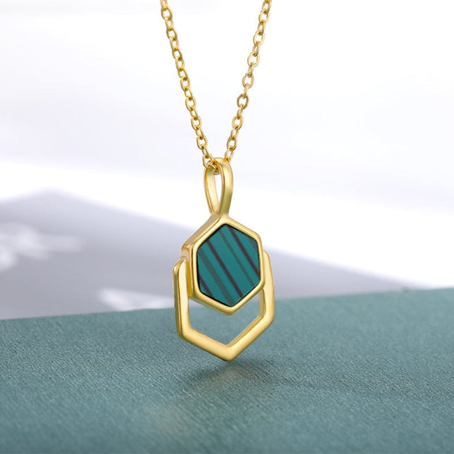 Charm Pendant Necklace | Gold Green Chain - Gold - Necklaces