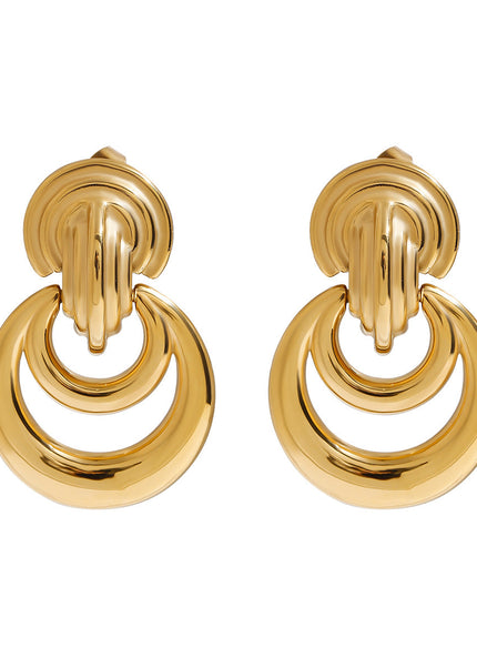 Jieding European and American stainless steel earrings, light luxury, high-end earrings, design sense, niche earrings, titanium steel jewelry, cross-border women