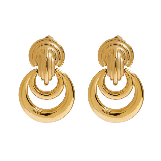 Jieding European and American stainless steel earrings, light luxury, high-end earrings, design sense, niche earrings, titanium steel jewelry, cross-border women