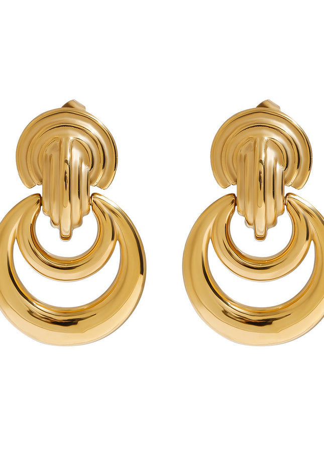 Jieding European and American stainless steel earrings, light luxury, high-end earrings, design sense, niche earrings, titanium steel jewelry, cross-border women