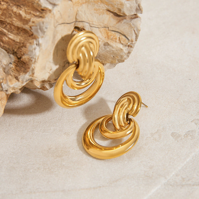 Jieding European and American stainless steel earrings, light luxury, high-end earrings, design sense, niche earrings, titanium steel jewelry, cross-border women