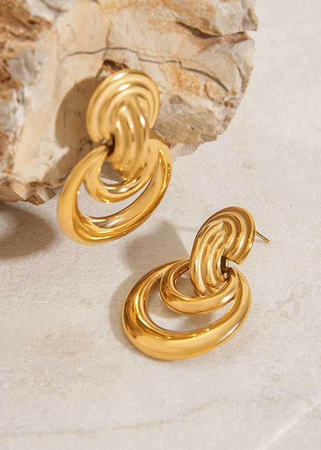 Jieding European and American stainless steel earrings, light luxury, high-end earrings, design sense, niche earrings, titanium steel jewelry, cross-border women