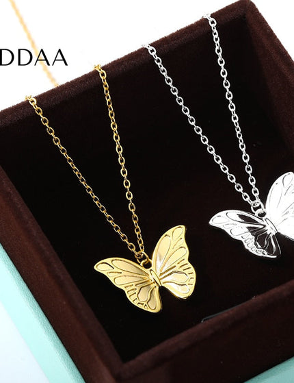 Charming Pendant Necklace | Gold Silver Butterfly Chain - Silver - Necklaces