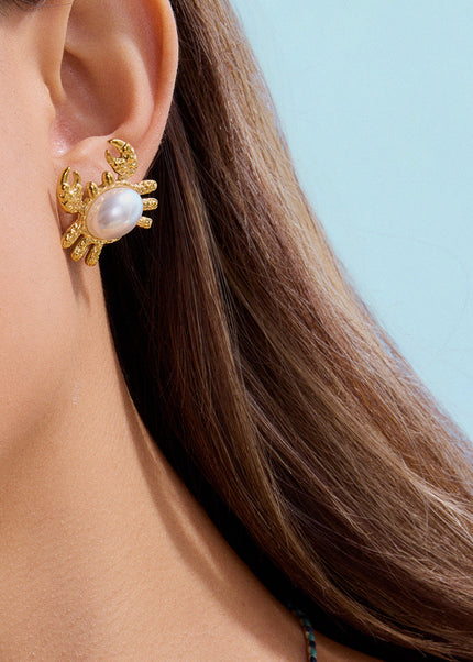 Jieding European and American cross-border titanium steel marine resort style stainless steel earrings design sense niche stud earrings high-end jewelry