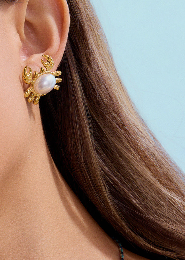 Jieding European and American cross-border titanium steel marine resort style stainless steel earrings design sense niche stud earrings high-end jewelry