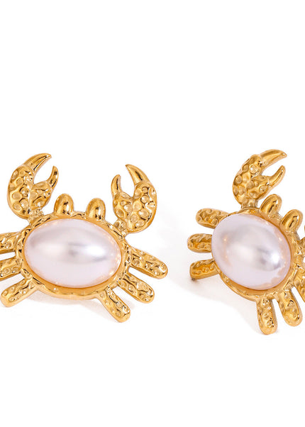 Jieding European and American cross-border titanium steel marine resort style stainless steel earrings design sense niche stud earrings high-end jewelry