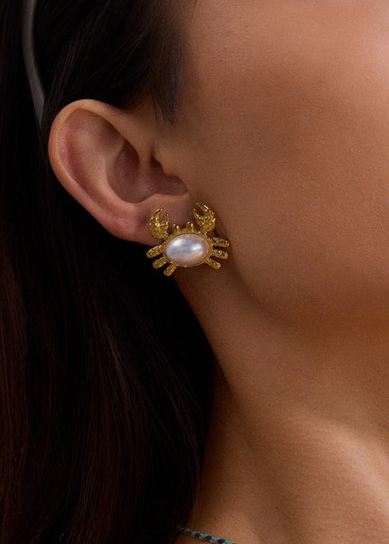 Jieding European and American cross-border titanium steel marine resort style stainless steel earrings design sense niche stud earrings high-end jewelry