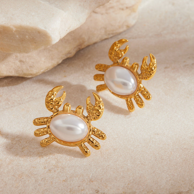 Jieding European and American cross-border titanium steel marine resort style stainless steel earrings design sense niche stud earrings high-end jewelry