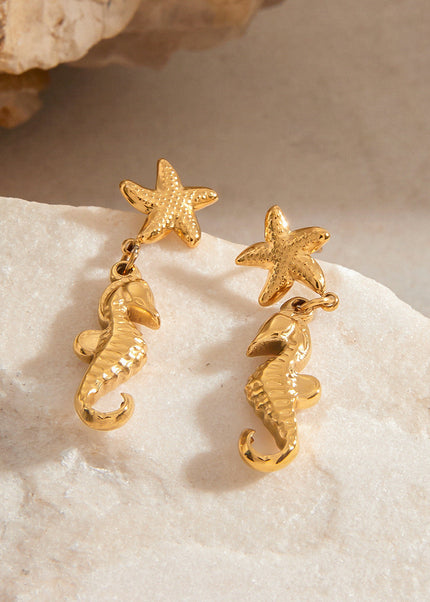 Jieding European and American stainless steel starfish earrings, light luxury, high-end earrings, holiday jewelry, titanium steel jewelry, cross-border