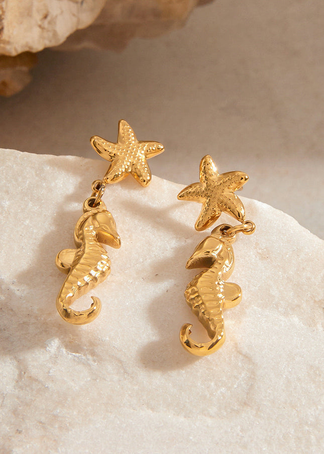 Jieding European and American stainless steel starfish earrings, light luxury, high-end earrings, holiday jewelry, titanium steel jewelry, cross-border