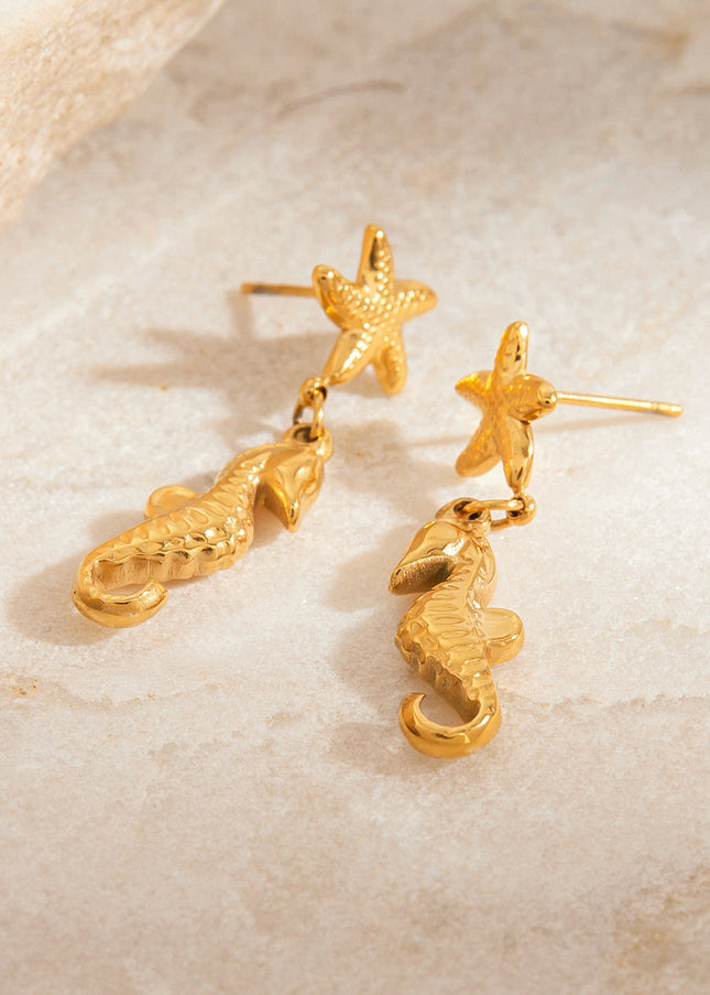 Jieding European and American stainless steel starfish earrings, light luxury, high-end earrings, holiday jewelry, titanium steel jewelry, cross-border