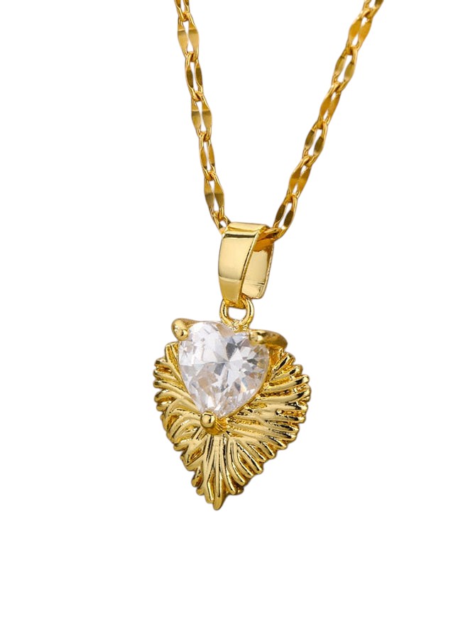 Clara Pendant Necklace | Gold Zirconia Stone Chain
