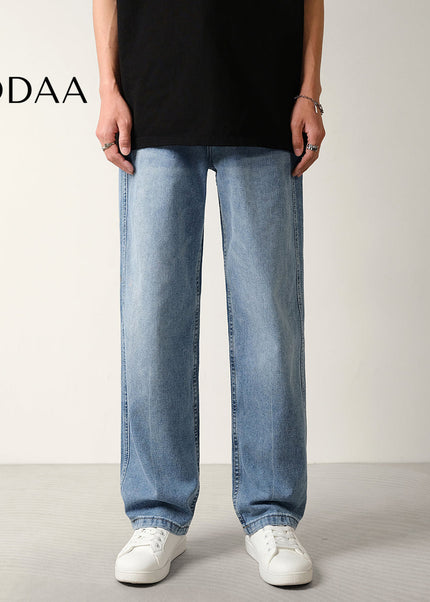 Classic Blue Loose Fit Straight-Leg Jeans for Men - 28 / Mid Blue - Men’s Jeans
