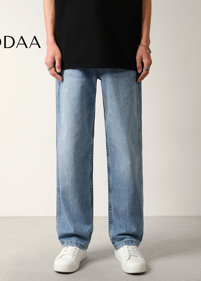 Classic Blue Loose Fit Straight-Leg Jeans for Men - 28 / Mid Blue - Men’s Jeans