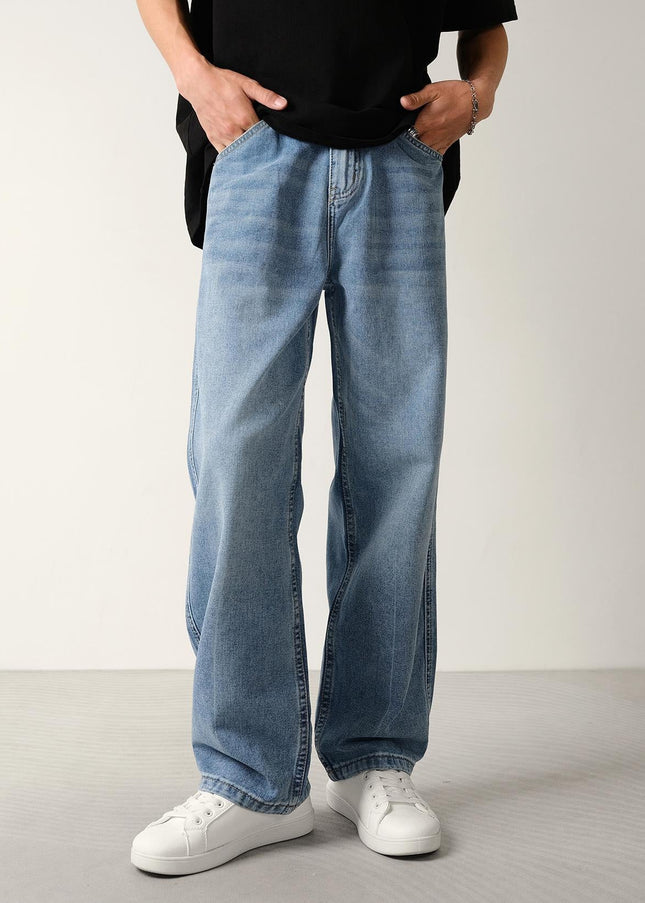 Classic Blue Loose Fit Straight-Leg Jeans for Men - Men’s Jeans