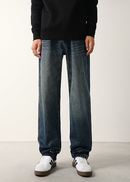 Classic Blue Loose Straight-Leg Jeans for Men - 28 / Dark Blue - Men’s Jeans