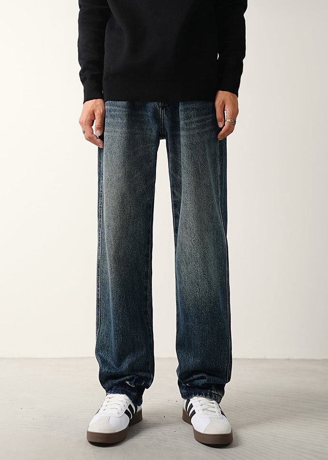 Classic Blue Loose Straight-Leg Jeans for Men - 28 / Dark Blue - Men’s Jeans