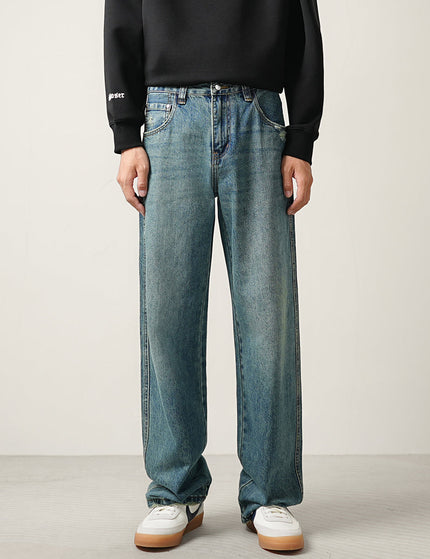 Classic Blue Retro Loose Straight Wide-Leg Jeans - 28 / Mid Blue - Men’s Jeans