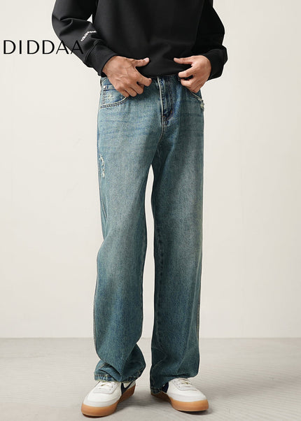 Classic Blue Retro Loose Straight Wide-Leg Jeans - Men’s Jeans