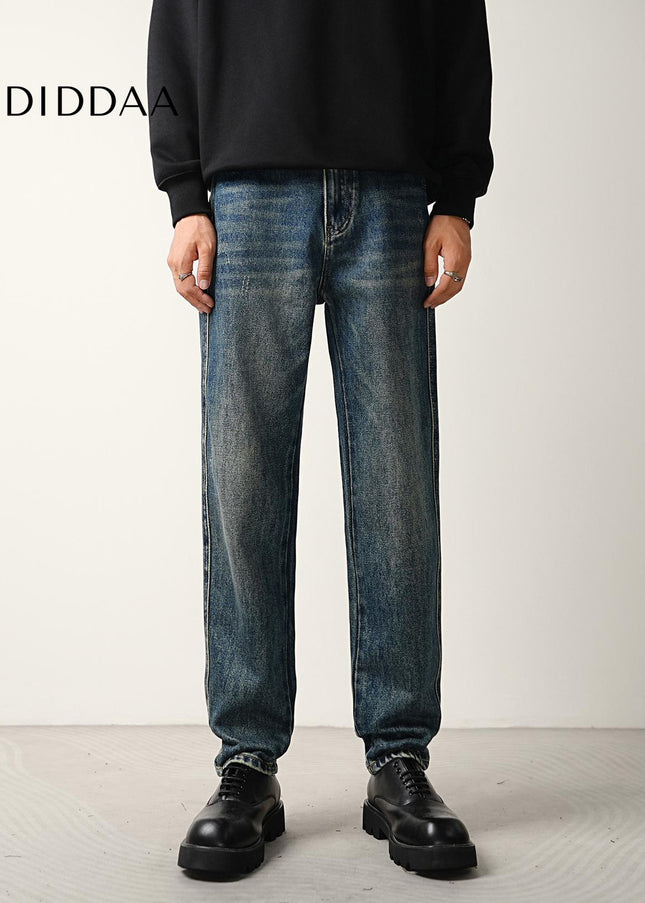Classic Blue Wash Loose Straight Jeans for Men - Men’s Jeans