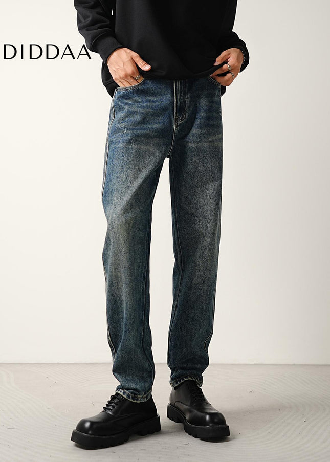 Classic Blue Wash Loose Straight Jeans for Men - Men’s Jeans