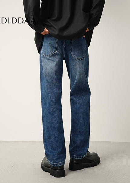 Classic Blue Wash Stretch Loose Straight-Leg Jeans - Men’s Jeans
