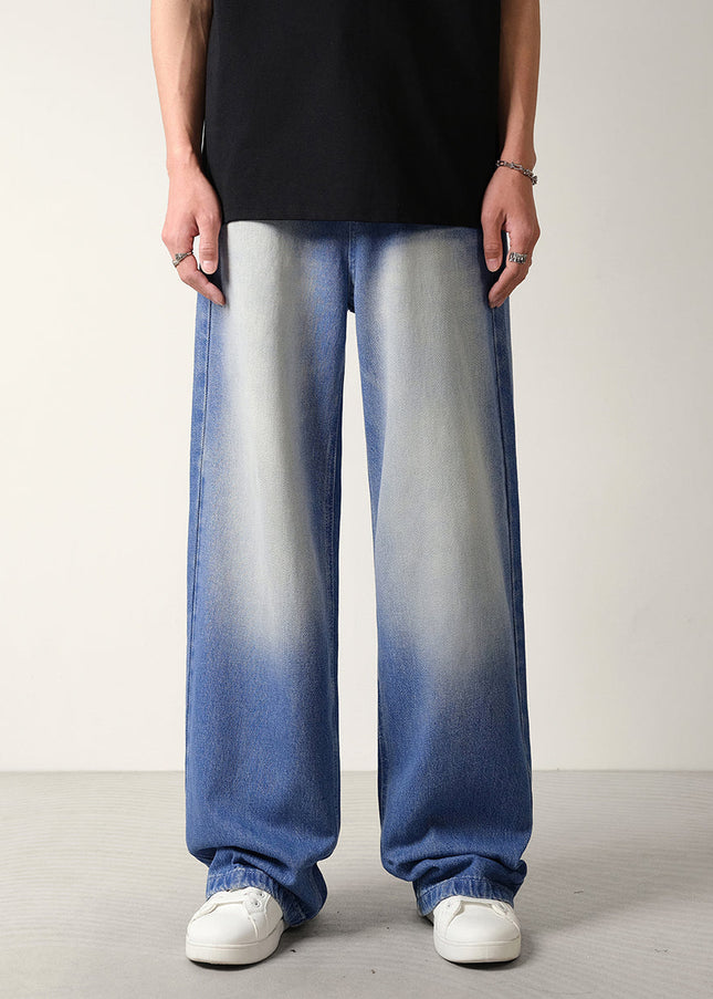 Classic Wash Draped Wide-Leg Jeans for Men and Women - 28 / Mid Blue - Men’s Jeans