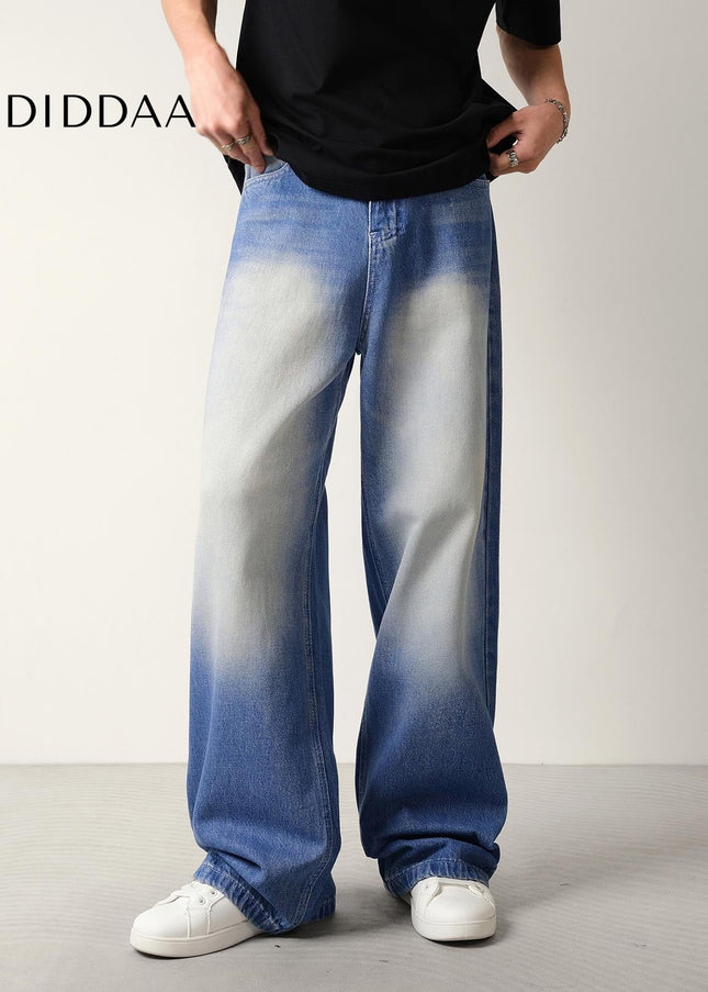 Classic Wash Draped Wide-Leg Jeans for Men and Women - Men’s Jeans