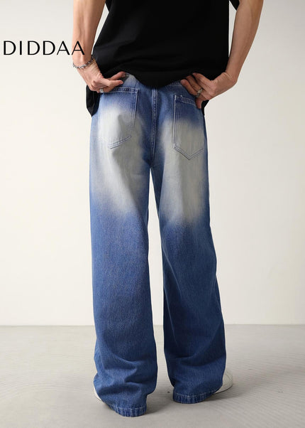 Classic Wash Draped Wide-Leg Jeans for Men and Women - Men’s Jeans