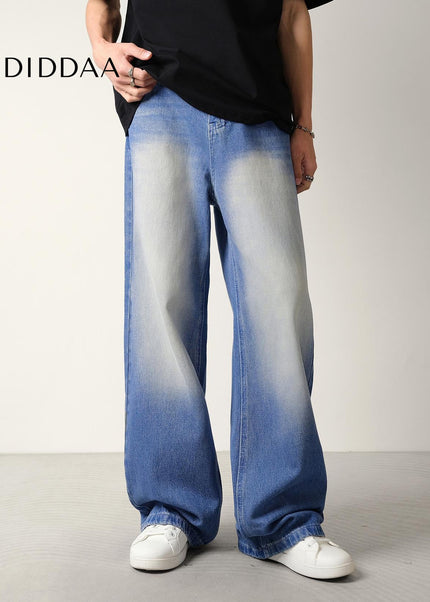 Classic Wash Draped Wide-Leg Jeans for Men and Women - Men’s Jeans
