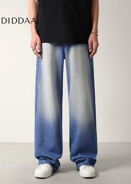 Classic Wash Draped Wide-Leg Jeans for Men and Women - Men’s Jeans