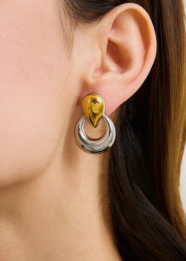 Jieding European and American stainless steel drop earrings, light luxury, high-end ear jewelry, design sense, niche titanium steel stud earrings across the border