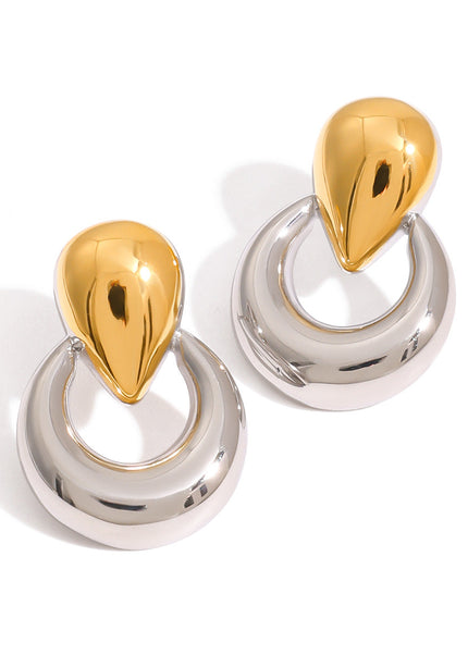 Jieding European and American stainless steel drop earrings, light luxury, high-end ear jewelry, design sense, niche titanium steel stud earrings across the border